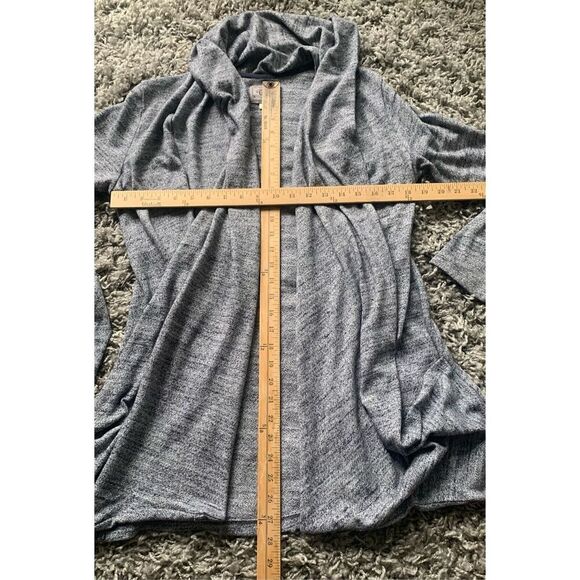 UGG Cardigan Open Draped Slub Knit heather blue Sweatshirt Top sz S - Picture 7 of 8